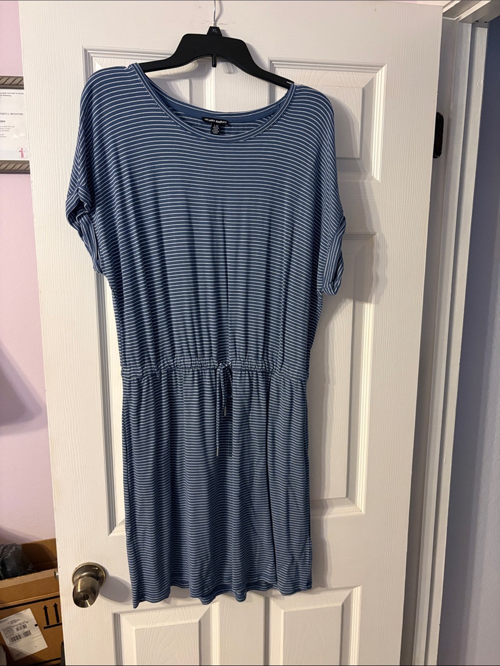 Hilary Radley Blue and White Striped Knit Top